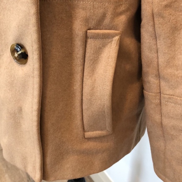Pure Alfred Sung wool pea coat 🧥  camel colour SZ L button down - Picture 5 of 10